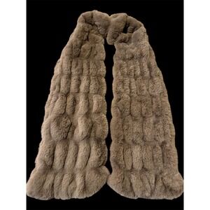 Tourance Light Brown Soft & Fluffy Beautiful Faux Fur Scarf 8"‎ wide x 63"  Long